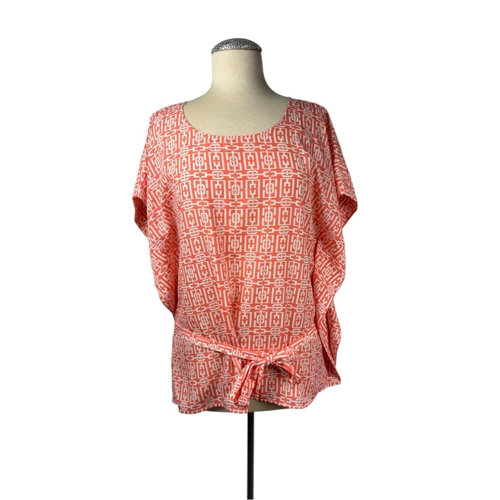 New York & Company Coral Relaxed Blouse with Tie Front